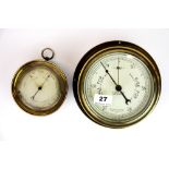 Two brass ships style barometers, largest Dia. 21cm.