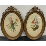 A pair of 19th century gilt wood framed prints of flower specimens, frame size 53cm.