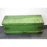 An early 20th century painted pine carpenters box, 87 x 31 x 33cm.