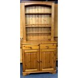 A pine kitchen dresser, 192 x 45 x 90.5cm.