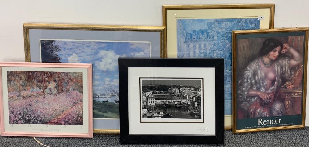 A group of framed prints, largest frame size 83 x 66cm.