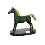 A good quality gilt bronze horse on a marble base, H. 25cm.