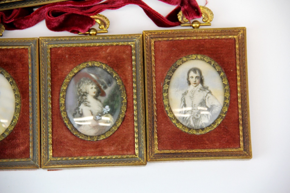 A group of four hand painted reproduction miniatures, largest 9.5 x 11cm. - Image 2 of 3