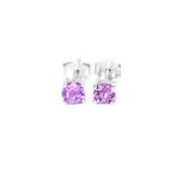 A pair of 925 silver amethyst set stud earrings, Dia. 0.40cm.