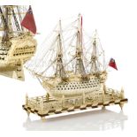 AN ATTRACTIVE EARLY 19TH CENTURY FRENCH, NAPOLEONIC PRISONER OF WAR, BONE SHIP MODEL FOR A