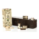 AN EARLY 19TH CENTURY FRENCH, NAPOLEONIC PRISONER-OF-WAR BONE DOMINO SET