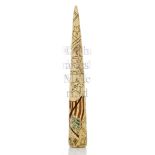 Ø A 19TH CENTURY SCRIMSHAW DECORATED SAILORWORK WHALEBONE FID