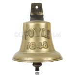 A LARGE SHIP'S BELL FROM THE GLASGOW & DERRY STEAM PACKET CO. PADDLE STEAMER FOYLE, 1848