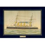 A LATE 19TH CENTURY LITHOGRAPH OF H.M.S. HERMES
