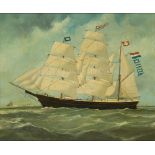 HENRY LOOS (BELGIAN, ACT. 1870-1894) : Trading barque ‘Magdalene'
