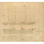 THE SHIPBUILDER'S PROFILE PLANS FOR THE IRON BARQUE ANTOFAGASTA, WILLIAM DOXFORD & SONS, 1875