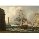 MANNER OF THOMAS LUNY (ENGLISH, LATE 18TH CENTURY) A ‘74’ making sail out of the harbour at Naples