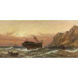 RICHARD HENRY NIBBS (BRITISH, 1816-1893) : Wreck of an Indiaman off Beachy Head, sunrise