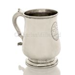A RARE INDIAN COLONIAL SILVER MUG, CALCUTTA, 1768, MADE FROM BULLION RECOVERED FROM THE EAST