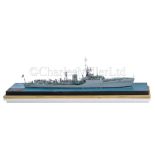 A 1:192 WATERLINE MODEL FOR THE TYPE 14 'BLACKWOOD' CLASS FRIGATE HMS GRAFTON (F51), AS FITTED IN