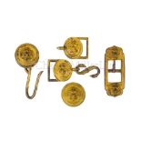 A SET OF LATE 18TH CENTURY MIDSHIPMAN'S GILT BRASS SWORD BELT MOUNTINGS