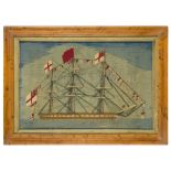A FINE SAILOR'S WOOLWORK PICTURE, CIRCA 1860