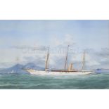 ANTONIO DE SIMONE (ITALIAN, 1851-1907) : The steam yacht ‘White Ladye’ off Naples, circa 1892