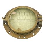 A BRASS PORTHOLE RECOVERED FROM THE WRECK OF THE S.V. THOMAS W. LAWSON SUNK OFF JACKY’S ROCK,