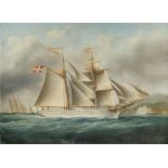 J. LOY (ITALIAN, 19TH CENTURY) : The Danish brigantine ‘Christine’ off Trieste