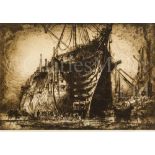 δ SIR FRANK BRANGWYN (BRITISH, 1867-1956) : The last of H.M.S. 'Britannia'