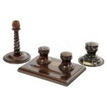 A CAPSTAN INKWELL MADE FROM THE TREEN OF H.M.S. BRITANNIA and other Britannia items