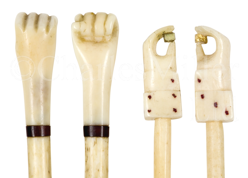 Ø A RARE COLLECTION OF NANTUCKET WHALEBONE AND MARINE IVORY KNITTING NEEDLES, CIRCA 1790 - Image 2 of 2