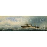 CHARLES TAYLOR (ACTIVE 1836-1871) A twin-funnelled paddle steamer in a heading into a squall