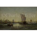 WILLIAM CALCOTT KNELL (BRITISH, 1830-1880) Estuary scene at sunset