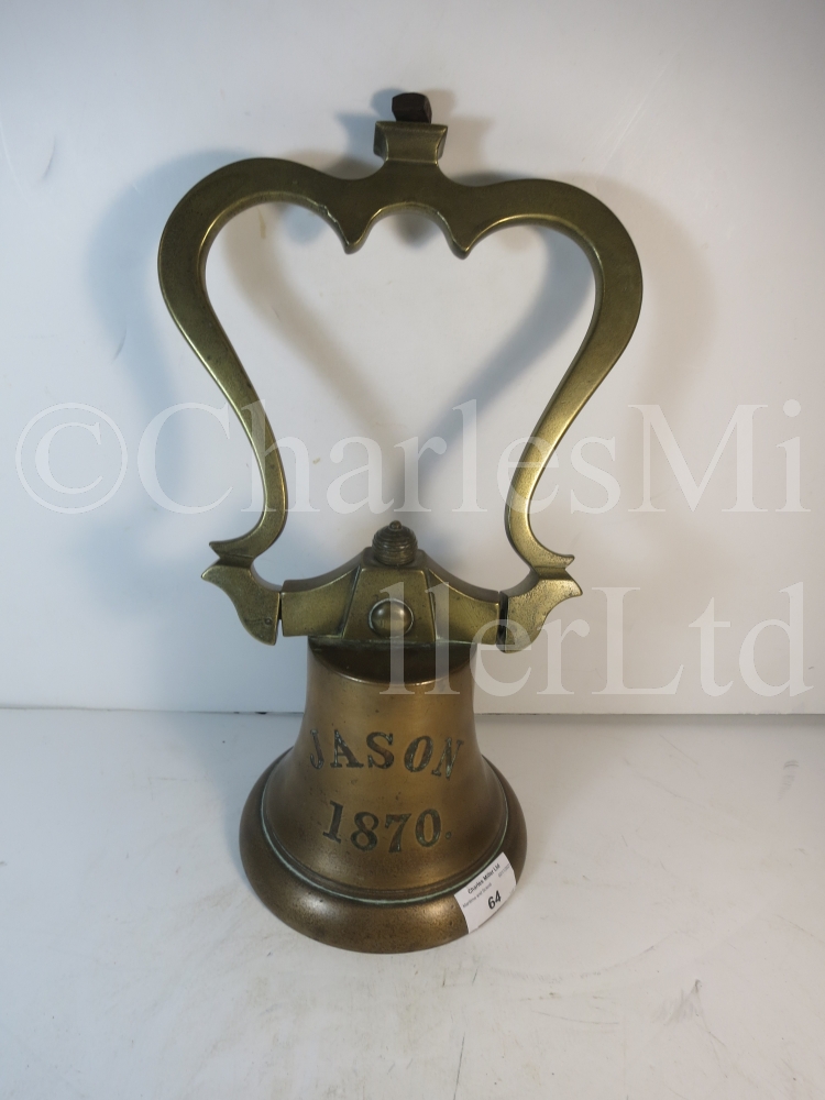 A SHIP'S BELL FROM THE CARGO SHIP JASON, 1870 and a whistle - Image 2 of 8