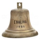 THE SHIP'S BELL FROM THE SHELL TANKER M.V. EBALINA, 1980