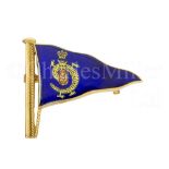 A GOLD AND ENAMEL BURGEE PIN FOR THE ROYAL HONG KONG YACHT CLUB