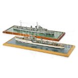 A 1:192 SCALE STATIC DISPLAY WATERLINE MODEL FOR THE D-CLASS DESTROYER H.M.S DIAMOND (H22), AS
