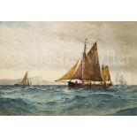 FREDERICK JAMES ALDRIDGE (BRITISH, 1850-1933) In Seaford Bay – trawlers off Seven Sisters