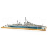 A WELL-PRESENTED AND DETAILED 1:192 SCALE WATERLINE MODEL OF THE 'DIDO' CLASS LIGHT CRUISER H.M.S.