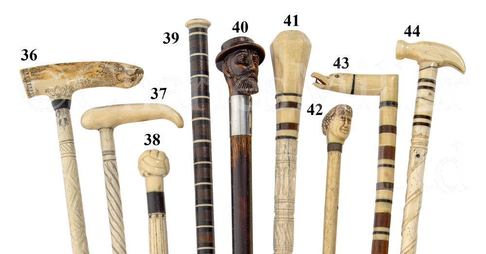 Ø A 19TH CENTURY SAILORWORK WHALEBONE WALKING STICK