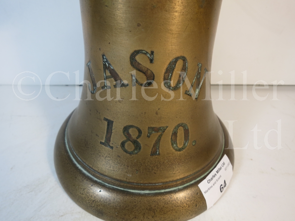 A SHIP'S BELL FROM THE CARGO SHIP JASON, 1870 and a whistle - Image 3 of 8