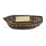 A BONE INLAID SAILOR WORK WOODEN SNUFF BOX, CIRCA 1840