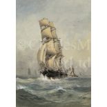 HORACE X. BROWNE, BRITISH 19TH/20TH CENTURY A full rigged merchantman underway