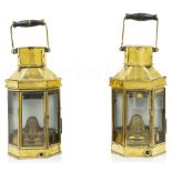 A PAIR OF BULKHEAD ENGINE ROOM OIL LAMPS, CIRCA 1914