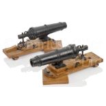 A PAIR OF MODEL ROYAL NAVY CARRONADES AS USED IN SERVICE CIRCA 1800