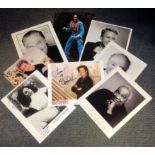 Entertainment collection 8 assorted signed photos names include Stacey Keach, Van Johnson, Robert