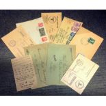 Third Reich postage collection dating back to 1937, 9 items includes vintage letters , post cards
