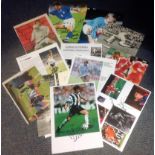 Football Legends collection 12 assorted signed magazine photos some great names includes Bobby
