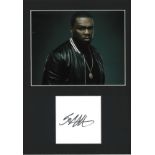 50 Cent signature piece mounted below colour photo. Approx overall size 16x12. We combine postage on