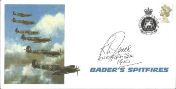 P/Off. Richard Jones signed Bader's Spitfires. Cover illustrates Bader leading his squadron during