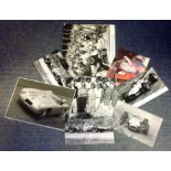 Motor Racing Collection 8 assorted vintage photos printed signatures from some legends of the