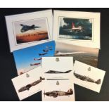 Aviation collection 8 items includes 2 , 9x7 colour prints Avro Vulcan and Lightning FIA signed in