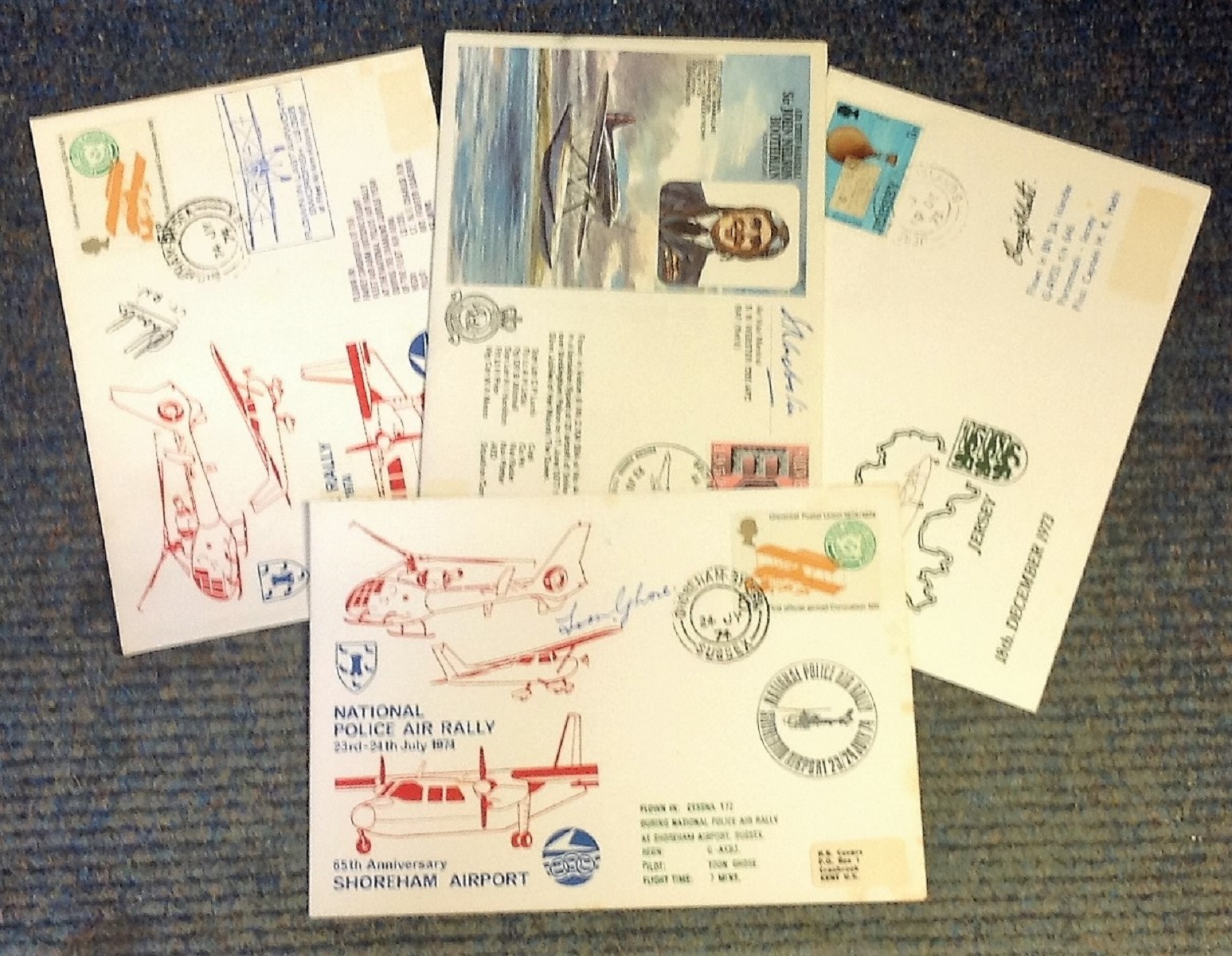 Aviation FDC collection 4 interesting signed flown covers signatures include Toon Ghose, Lt Charles,