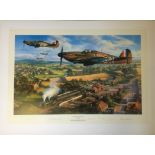 JH110 Nicolas Trudgian 25x34 Tangmere Hurricanes Artist Proof multi signed print 61/100 with